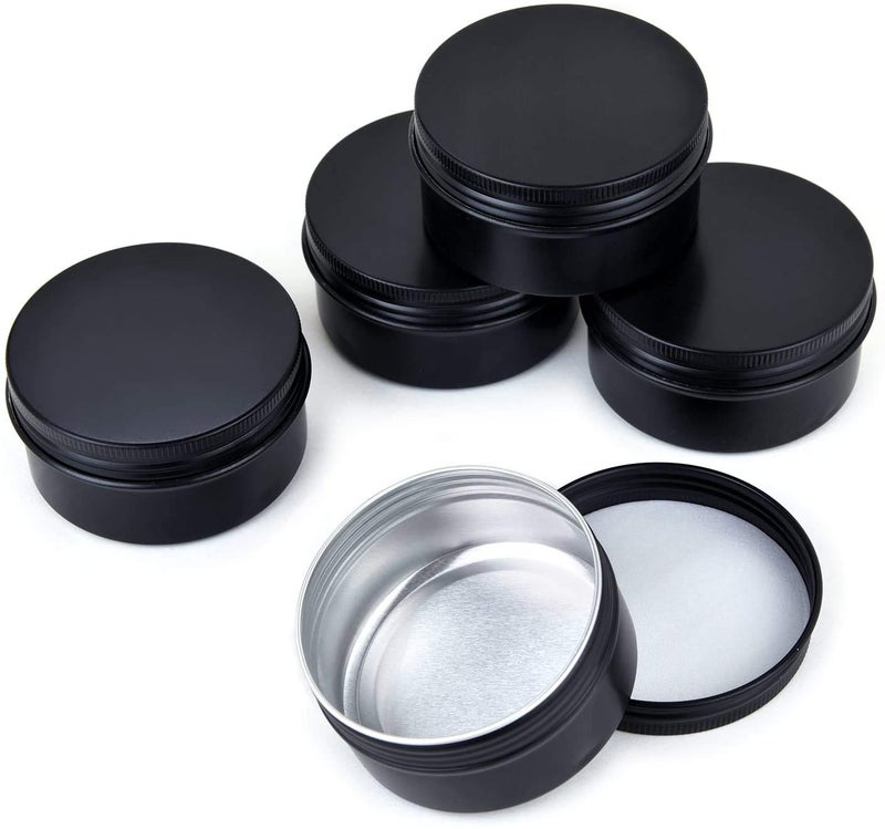 Healthcom 12 Packs 3 Oz Empty Jars 90ml Black Round Aluminum Tin Cans Screw Top Metal Steel Tins Lip Balm Tins Box Cosmetic Containers Storage Organization for Candles Salve Crafts Spice Tea Gift - Image 1